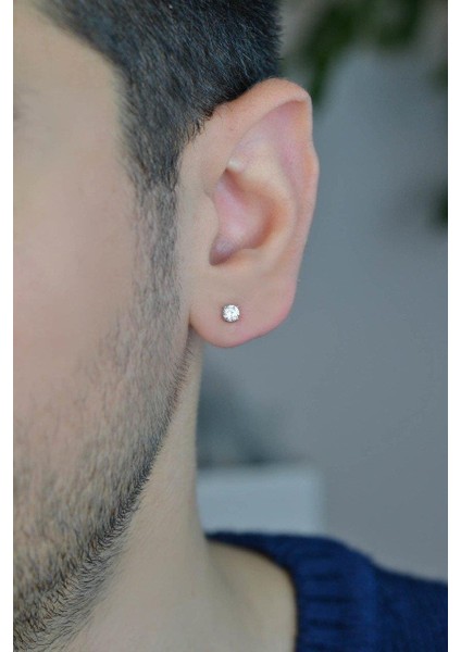 Erkek Tektaş Küpe 4 mm Tekli