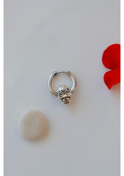 Erkek Kurukafa Figürlü Çelik Halka Küpe Kurukafalı Çelik Küpe Erkek fiyatları