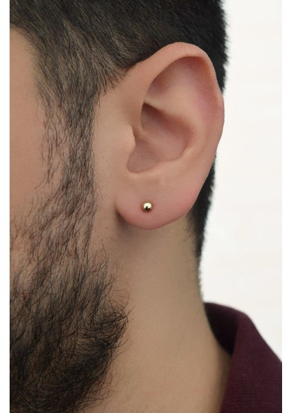 Erkek Gold Nokta Çelik Küpe 4 mm