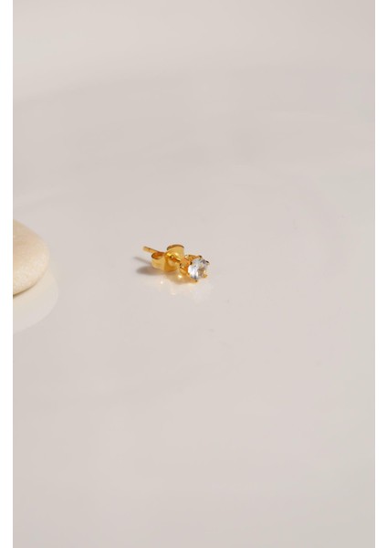3 mm Erkek Gold Çelik Tektaş Küpe