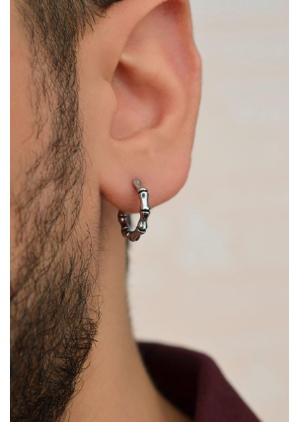 Kemik Model Eskitme Çelik Halka Küpe Erkek