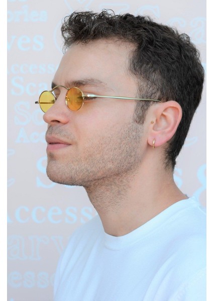Erkek Sarı Çelik Halka Küpe 13 mm Küçük Boy