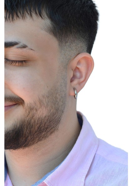 Erkek Çelik Sıkıştırmalı Halka Küpe Gümüş Renk fırsatları