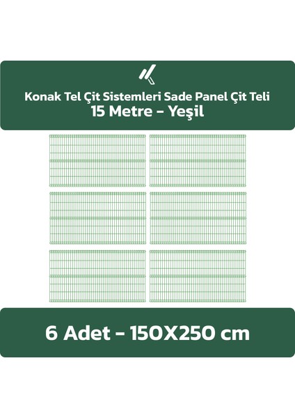 6 Adet Panel Çit Teli 150 x 250 cm 4 mm Tel Kalınlığı 55 x 150 mm Göz Aralığı