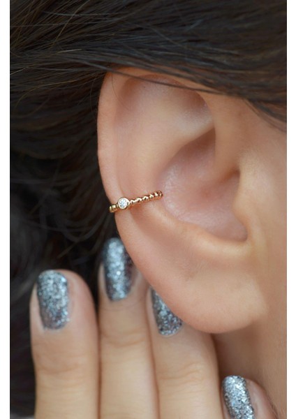Sıkıştırmalı Kıkırdak Küpesi Minimal Tektaş Earcuff