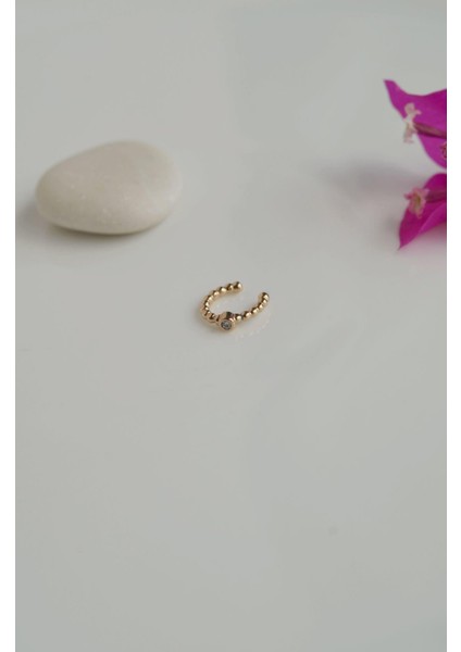 Sıkıştırmalı Kıkırdak Küpesi Minimal Tektaş Earcuff
