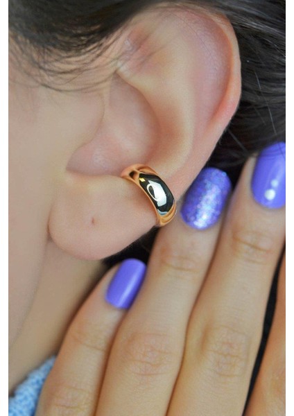 Bombeli Sade Sıkıştırmalı Kıkırdak Küpesi Earcuff