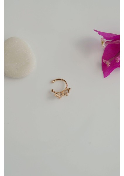 Sıkıştırmalı Kıkırdak Küpesi Mini Kelebek Earcuff