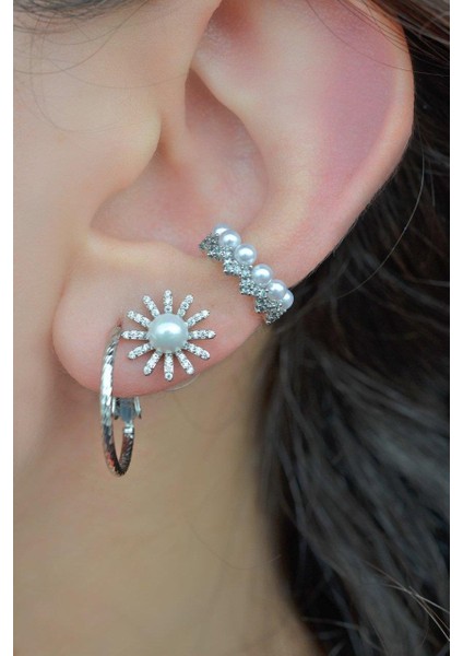 İncili Taç Model Sıkıştırma Kıkırdak Küpe Earcuff fiyatları