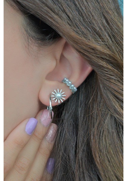 İncili Taç Model Sıkıştırma Kıkırdak Küpe Earcuff fırsatları