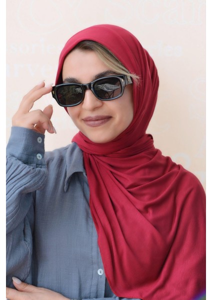 Bordo Renk Likralı Viskon Penye Şal Lycra Scarf fırsatları