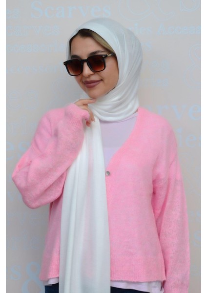 Kırık Beyaz Renk Likralı Viskon Penye Şal Lycra Scarf Off White fırsatları