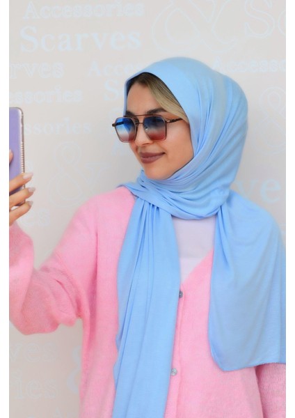 Bebe Mavi Renk Likralı Viskon Penye Şal Lycra Scarf fırsatları