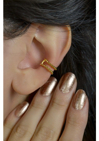 Gold Sıkıştırmalı Kıkırdak Küpesi Earcuff