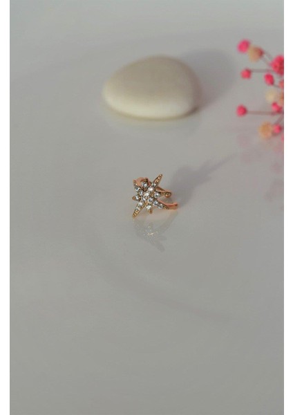 Zirkon Gold Kuzey Yıldızı Sıkıştırmalı Kıkırdak Küpesi Earcuff modelleri