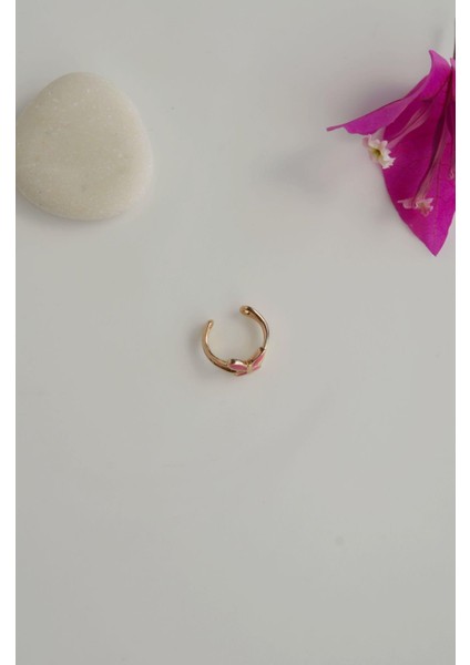 Sıkıştırmalı Kıkırdak Küpesi Pembe Kelebek Earcuff modelleri