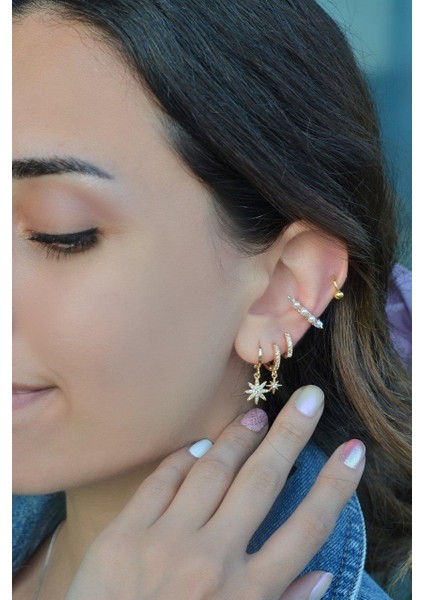 İncili Taç Model Sıkıştırma Kıkırdak Küpe Earcuff fırsatları