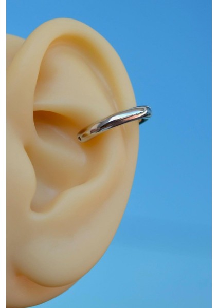 Büyük Boy Bombeli Düz Halka Model Earcuff Geçirmeli Kıkırdak Küpesi fiyatları