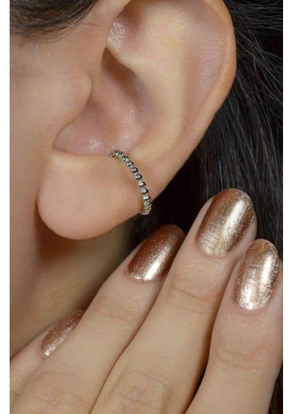 Earcuff Sıkıştırma Kıkırdak Küpesi Gümüş Renk