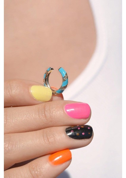 Mavi Mineli Earcuff Kıkırdak Küpesi modelleri