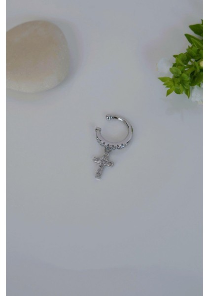 Zirkon Taşlı Cross Sallantılı Earcuff Sıkıştırmalı Kıkırdak Küpesi fiyatları