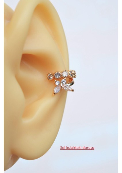 Kelebekli Sıkıştırmalı Kıkırdak Küpesi Taşlı Earcuff fırsatları