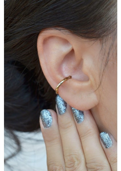 Sıkıştırmalı Kıkırdak Küpesi İnce Düz Earcuff