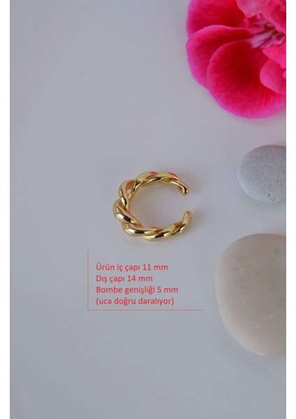 Gold Burgulu Earcuff Sıkıştırmalı Kıkırdak Küpesi modelleri