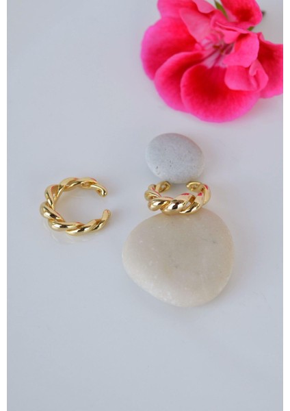 Gold Burgulu Earcuff Sıkıştırmalı Kıkırdak Küpesi fırsatları