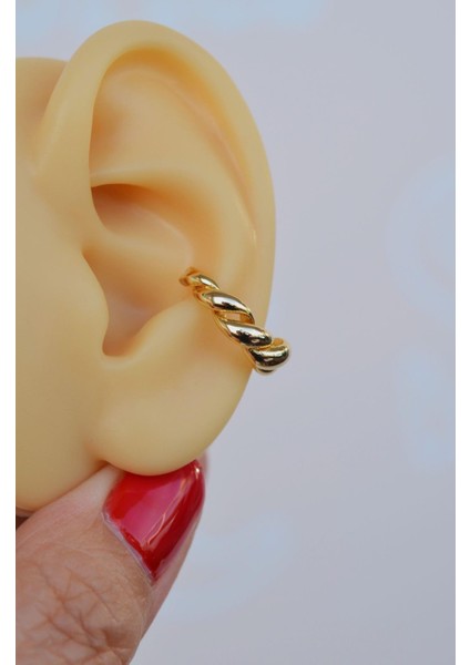 Gold Burgulu Earcuff Sıkıştırmalı Kıkırdak Küpesi indirimleri