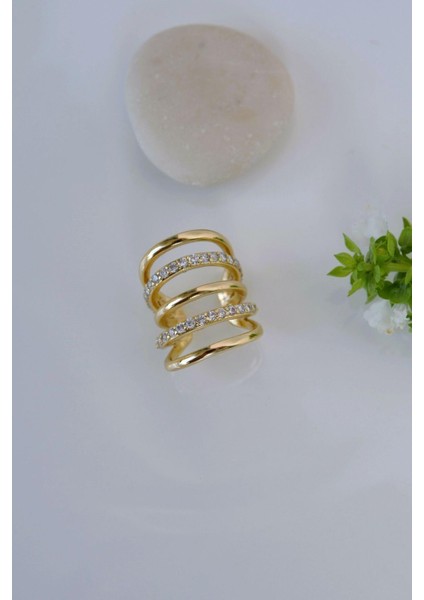 Zirkon Taşlı Gold Çoklu Earcuff Sıkıştırmalı Kıkırdak Küpesi fiyatları