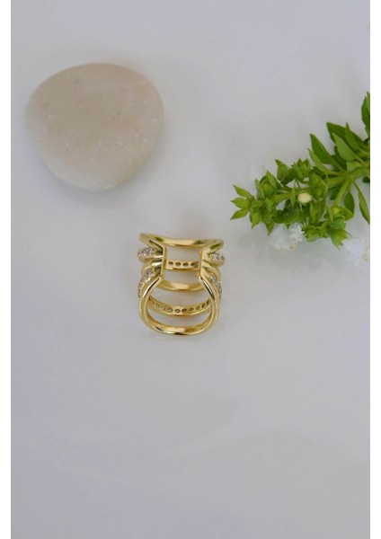 Zirkon Taşlı Gold Çoklu Earcuff Sıkıştırmalı Kıkırdak Küpesi modelleri