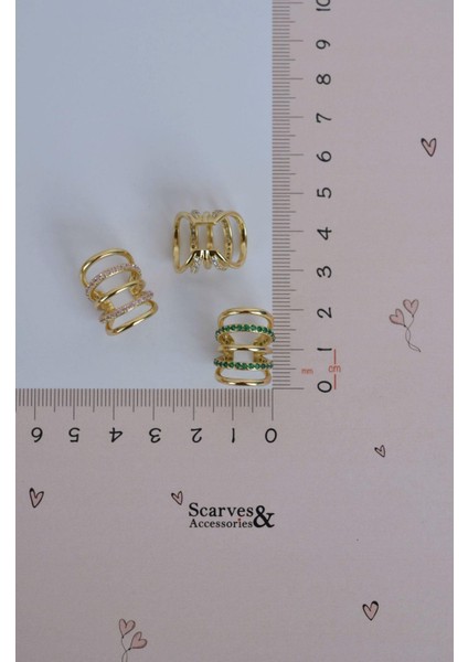 Taşlı Çoklu Earcuff Sıkıştırmalı Kıkırdak Küpesi Gold Renkli fırsatları