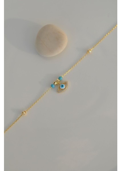 Sacce Scarves&Accessories Zirkon Mavi Nazar Göz Sallantılı Halhal Gold Renkli modelleri