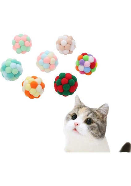No.4 Tarzı Gosterildigi Gibi 1 Adet Ev Yapımı Renkli Zıplayan Top Kedi Oyuncakları Peluş Zil Top Fare Oyuncak Gezegen Top Kedi Oyuncak Etkileşimli Pet Malzemeleri (Yurt Dışından)
