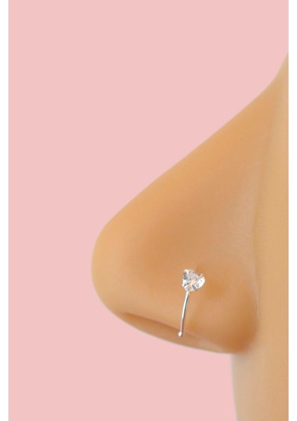 Svarovski Taşlı Kalpli Gümüş Halka Hızma Ithal 925 Ayar