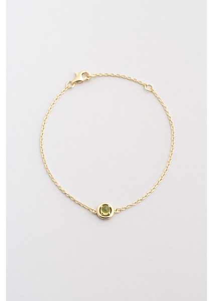 Peridot Serüveni 18 Ayar Sarı Altın Kaplama 19 cm Gümüş Bileklik