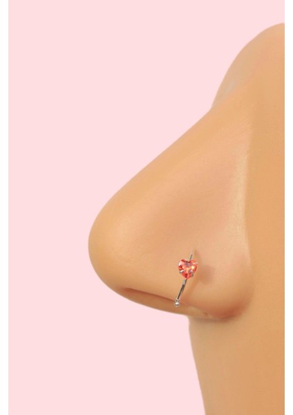 Kırmızı Kalpli Gümüş Halka Hızma Ithal 925 Ayar