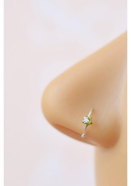 Yeşil Taşlı Yıldızlı Gümüş Halka Hızma Ithal 925 Ayar