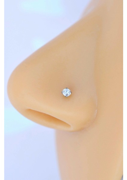316 L Çelik 2.5 mm Tektaş Hızma Arkası Kıvrımlı Düşmeyen Burun Piercingi fiyatları