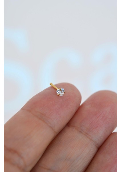 316 L Çelik 3 mm Kalp Tektaş Hızma Burun Piercingi Gold Renk fiyatları