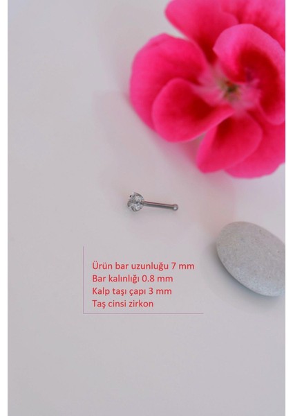 316 L Çelik 3 mm Yıldız Tektaş Hızma Burun Piercingi Gümüş Renk modelleri
