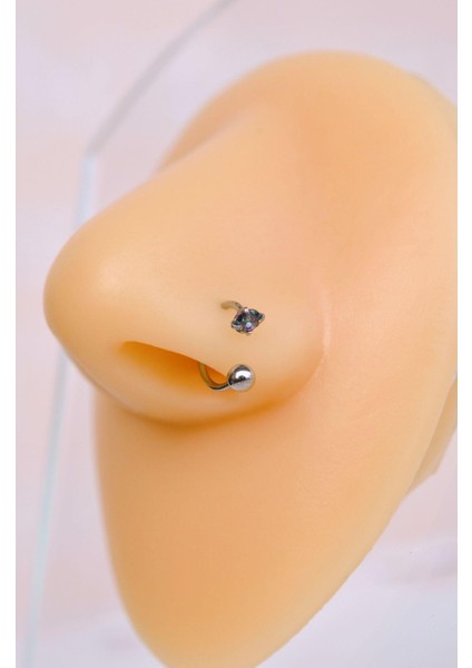 316 L Çelik Smiley Hızma Burun Piercingi Hologram Renk Taşlı