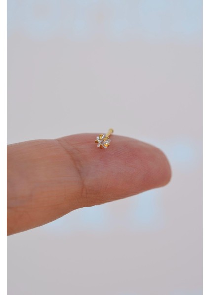 316 L Çelik 3 mm Yıldız Tektaş Hızma Burun Piercingi Gold Renk fiyatları