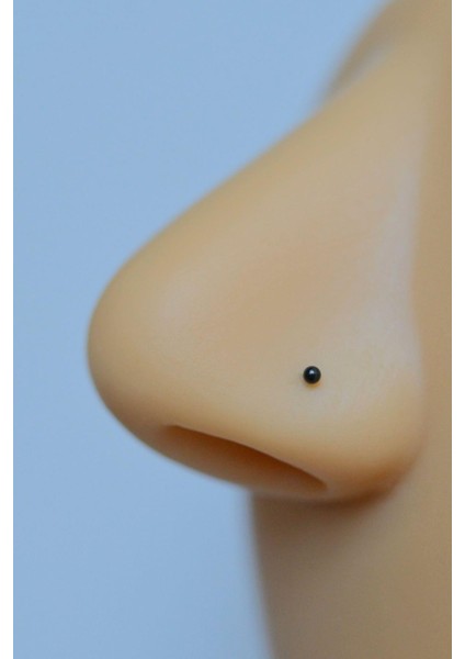 Siyah Renk 1.5 mm Çelik Top Hızma Burun Piercingi