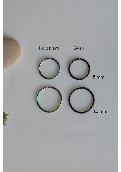 Hologram Renkli 8 mm Çelik Halka Hızma Burun Piercingi modelleri