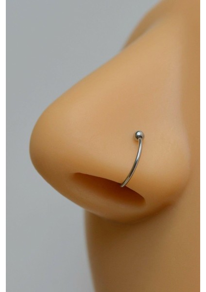 Gümüş Renkli Mini Topçuklu 8 mm Çelik Halka Hızma Burun Piercingi fiyatları
