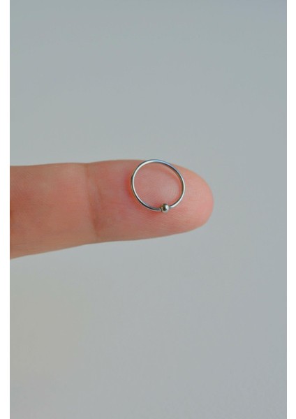 Gümüş Renkli Mini Topçuklu 10 mm Çelik Halka Hızma Burun Piercingi fiyatları