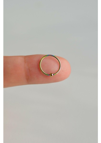 Hologram Renkli Mini Topçuklu 10 mm Çelik Halka Hızma Burun Piercingi fiyatları