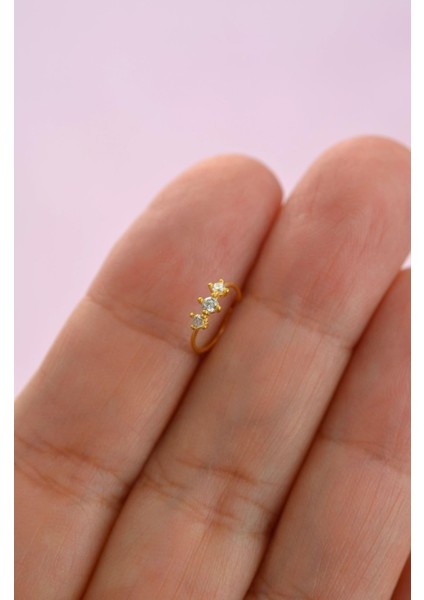 Gold Renk 925 Ayar Gümüş Üçtaş Halka Hızma fiyatları